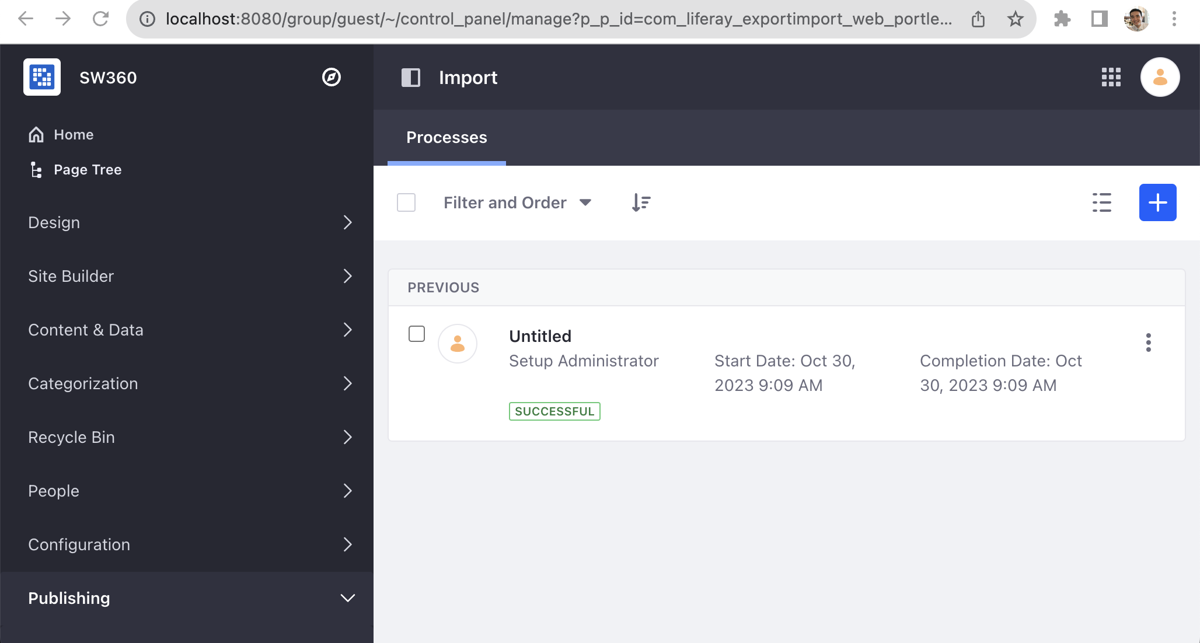 Confirmation that the LAR file import completed successfully